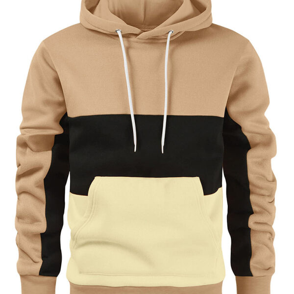 Men's Color Block Color Contrast Long Sleeve Hooded Sweatshirt