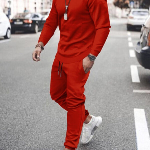 Long-sleeved casual suit men's solid color trendy sports suit