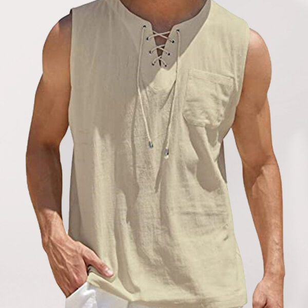 Men's Woven Tie Stand Collar Pullover Vest