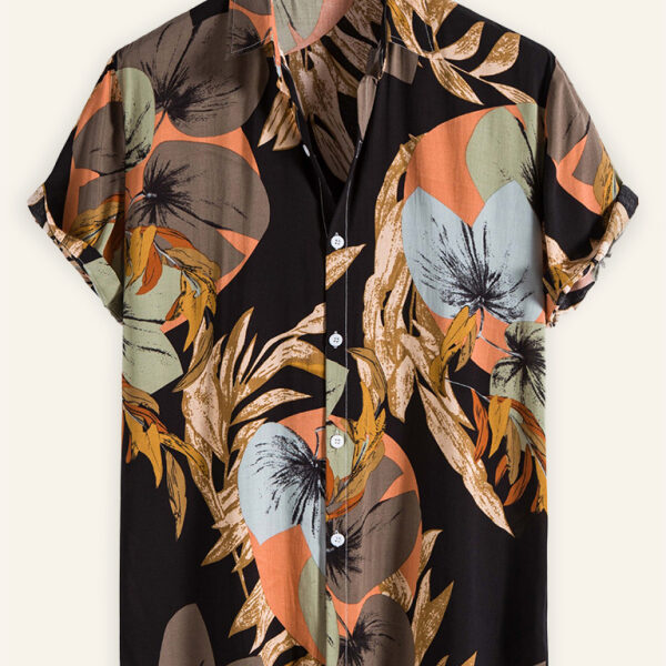 Men's Fashion Trend Casual Cotton Printed Short Sleeve Shirt