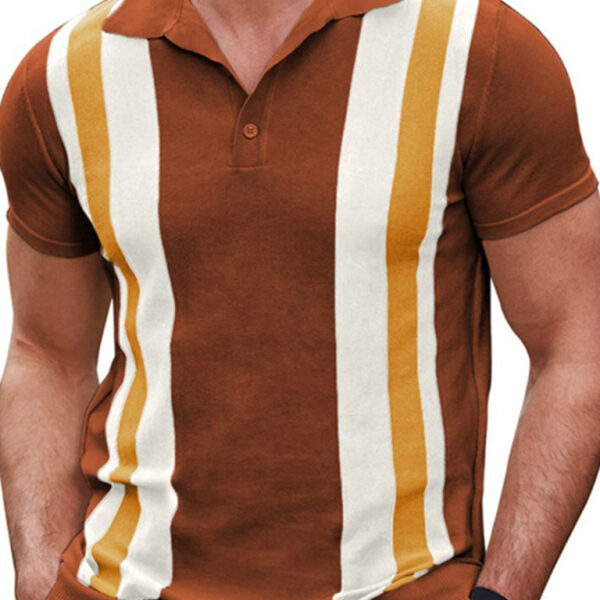 New striped jacquard sweater Short-sleeved business casual Polo shirt