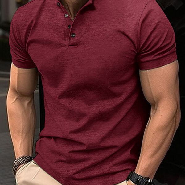 New Men's Button Henley Collar Sports Polo Shirt